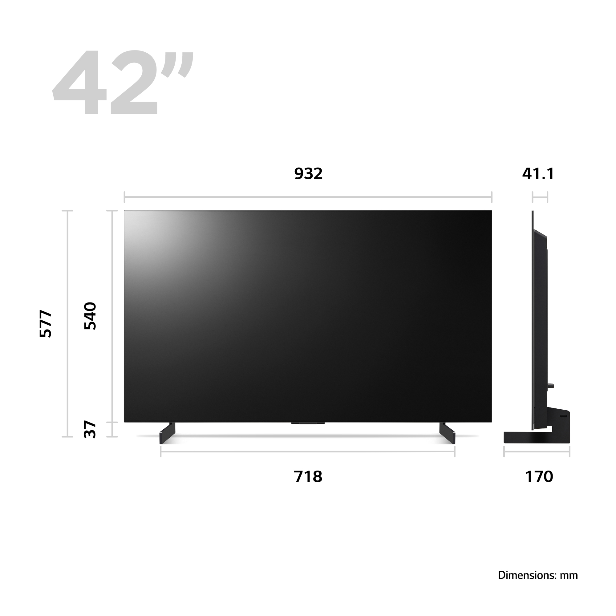 TV OLED - LG OLED42C34LA, 42 pulgadas, EVO 4K UHD, α9 IA 4K Gen6, Magic  Remote